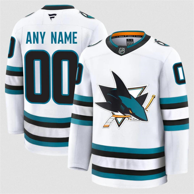Men's San Jose Sharks ACTIVE PLAYER Custom White 2024-25 Away Stitched Hockey Jersey